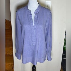 Wes Gordon Blue Tunic with Mandarin Collar